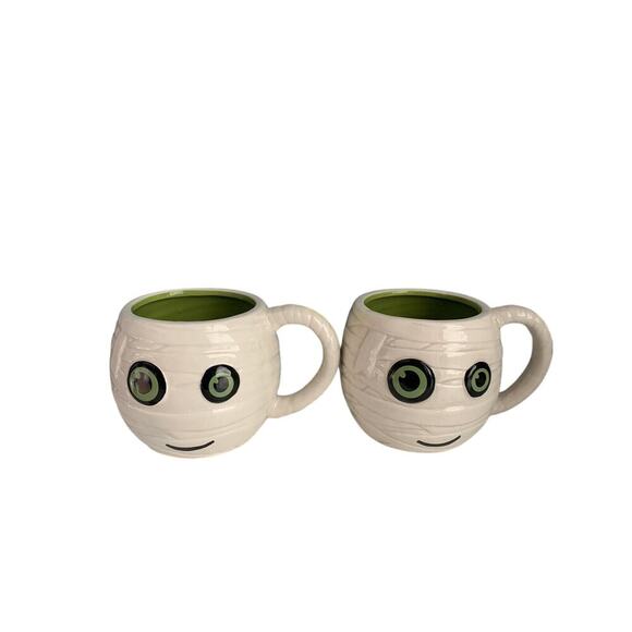 (2) Boston Warehouse 2015 Halloween MUMMY Porcelain Coffee Mug Cup New w/ Tags - Picture 7 of 11
